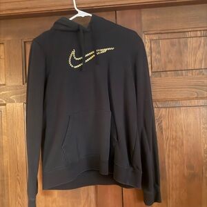 Nike Black Hoodie with Gold Swoosh Accent